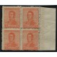 ARGENTINA 1920 GJ 498 CUADRO DE ESTAMPILLAS SAN MARTIN FILIGRANA SOL MULTIPLE NUEVAS CON GOMA, VARIEDAD DENTADO DOBLE